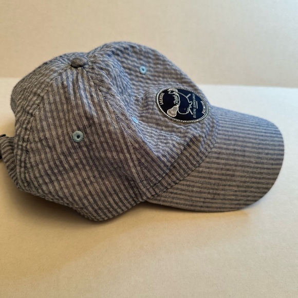 Lacrosse Unlimited Striped Hat Whale Logo Front Blue White Adjustable Back - Picture 3 of 6